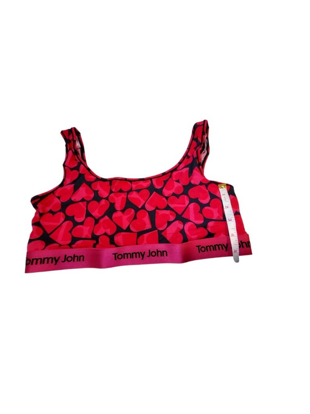 Tommy John Second Skin Scoop Bralette Modal Stretch Fabric Size L Cropped Hearts - Picture 4 of 8